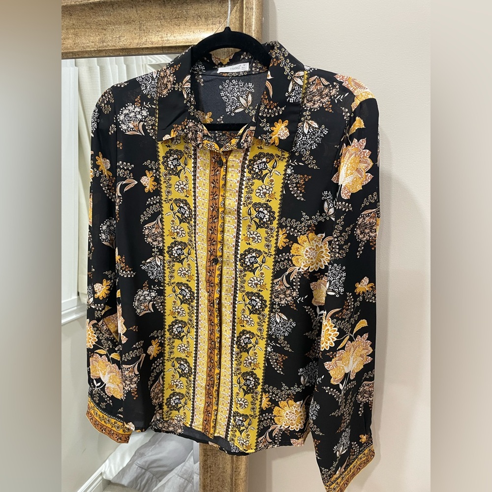 Timing Black and White Floral Shirt